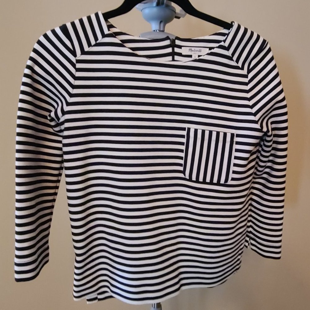 Madewell Srip Shirt White and Navy